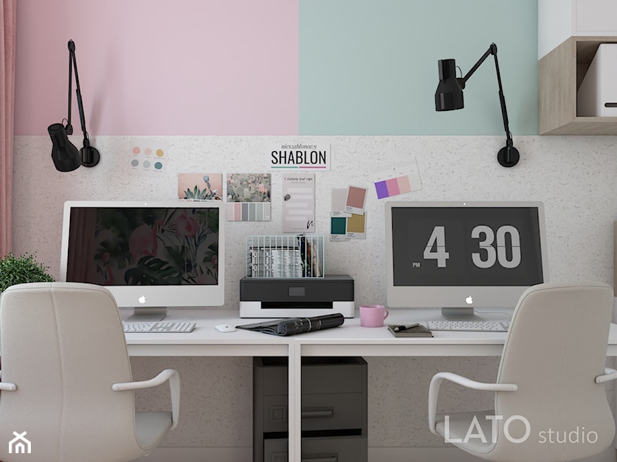 Projekt kobiecego biura dla firmy Shablon - Biuro, styl glamour - zdjęcie od LATO studio