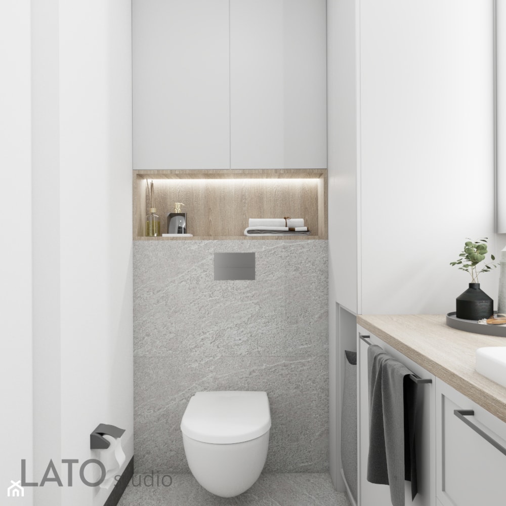 Łazienka w industrialnej kawalerce - Mała bez okna łazienka, styl industrialny - zdjęcie od LATO studio - Homebook