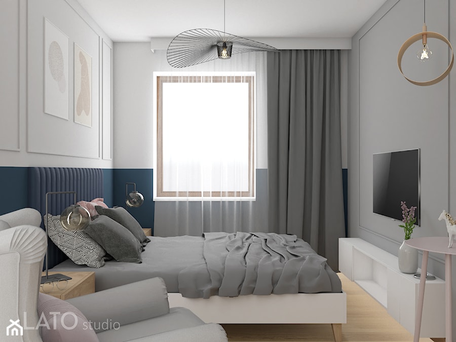 Sypialnia w cieplym, minimalistycznym mieszkaniu - zdjęcie od LATO studio