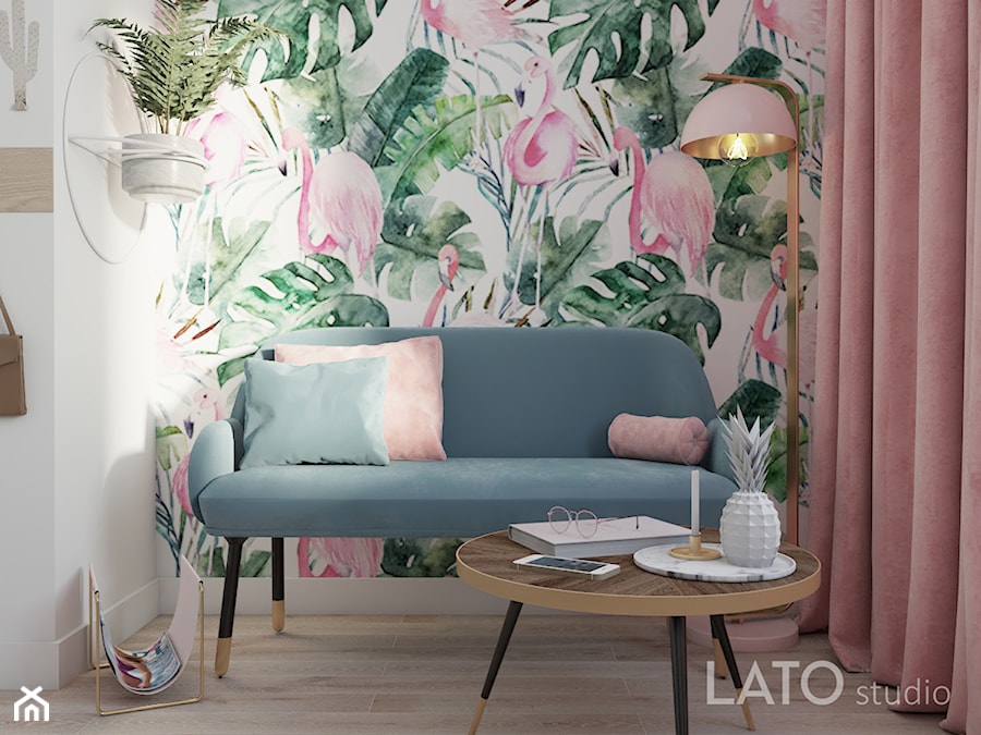 Projekt kobiecego biura dla firmy Shablon - Średnie z sofą białe biuro, styl glamour - zdjęcie od LATO studio