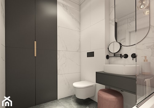 Łazienka w mieszkaniu typu studio - Mała bez okna z lustrem z marmurową podłogą łazienka, styl nowoczesny - zdjęcie od LATO studio