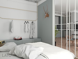 Sypialnia w apartamencie w szarościach i zieleniach - zdjęcie od LATO studio