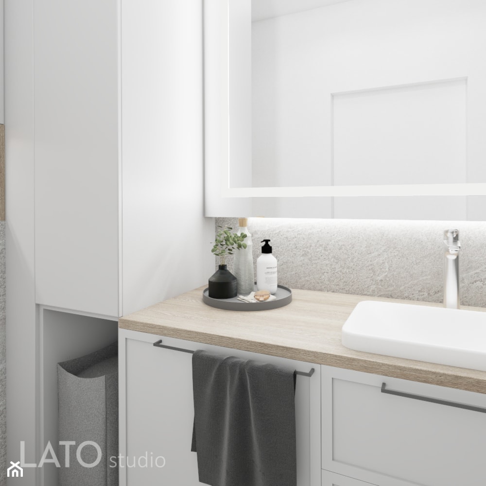 Łazienka w industrialnej kawalerce - Mała bez okna z lustrem łazienka, styl industrialny - zdjęcie od LATO studio - Homebook