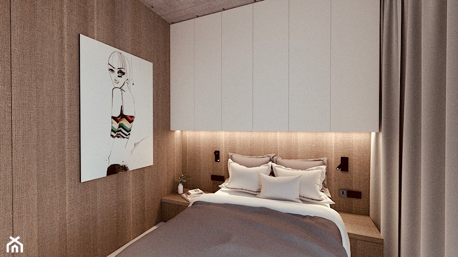 Mini apartament - Mała biała sypialnia, styl minimalistyczny - zdjęcie od żurawicki.design