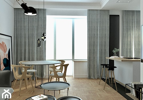 Mieszkanie w kamienicy - Warszawa - Średni szary salon z kuchnią z jadalnią, styl skandynawski - zdjęcie od żurawicki.design