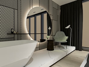 Apartament - Szara sypialnia z łazienką, styl nowoczesny - zdjęcie od żurawicki.design