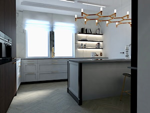 Remont domu jednorodzinnego - Średnia zamknięta biała z zabudowaną lodówką kuchnia w kształcie litery l dwurzędowa z oknem, styl tradycyjny - zdjęcie od żurawicki.design