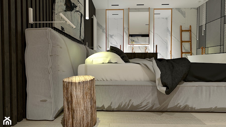Apartament - Średnia sypialnia z łazienką, styl nowoczesny - zdjęcie od żurawicki.design