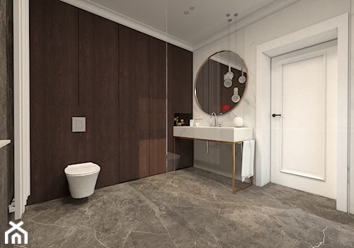 Łazienka w domu jednorodzinnym - Średnia z lustrem z marmurową podłogą z punktowym oświetleniem łazienka z oknem, styl tradycyjny - zdjęcie od żurawicki.design