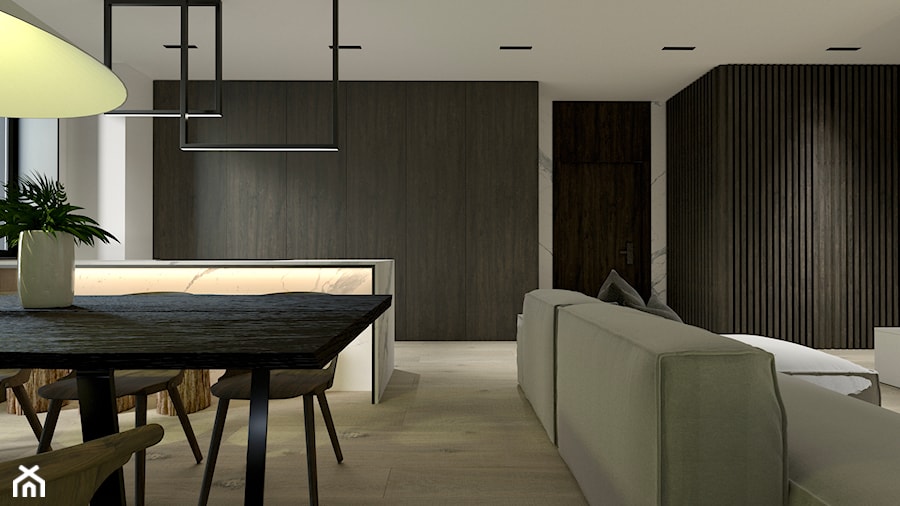 Apartament - Średni szary salon z jadalnią, styl nowoczesny - zdjęcie od żurawicki.design