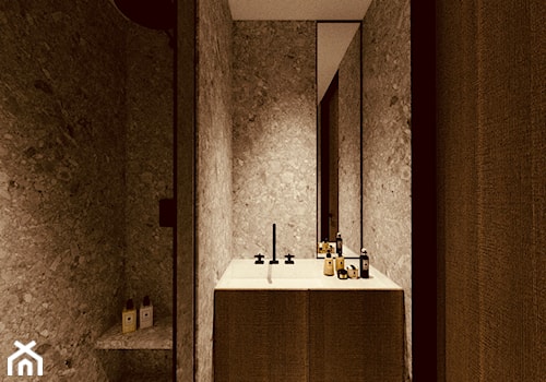 Mini apartament - Mała bez okna z lustrem łazienka, styl minimalistyczny - zdjęcie od żurawicki.design