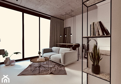 Mini apartament - Średni szary salon z jadalnią, styl minimalistyczny - zdjęcie od żurawicki.design