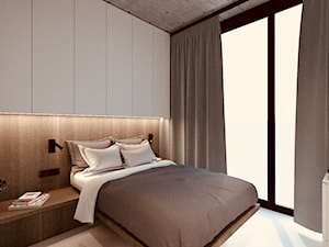 Mini apartament - Średnia biała sypialnia z balkonem / tarasem, styl minimalistyczny - zdjęcie od żurawicki.design