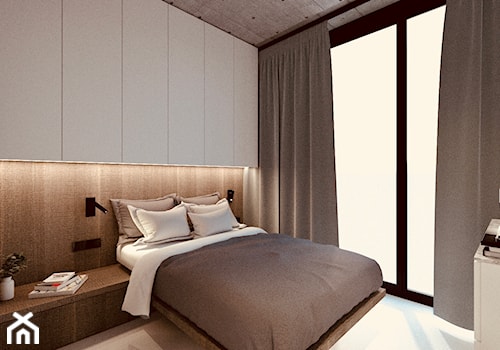 Mini apartament - Średnia biała sypialnia z balkonem / tarasem, styl minimalistyczny - zdjęcie od żurawicki.design