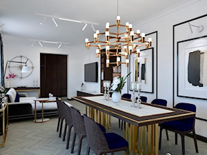 Remont domu jednorodzinnego - Duża biała jadalnia w salonie, styl tradycyjny - zdjęcie od żurawicki.design
