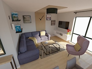 Izerska - Średni szary salon z jadalnią z tarasem / balkonem - zdjęcie od COB Interior