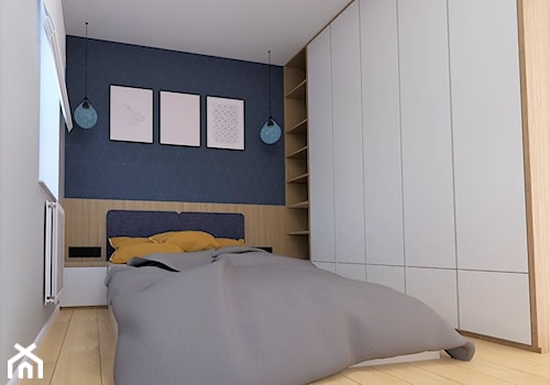 Izerska - Mała niebieska szara sypialnia - zdjęcie od COB Interior