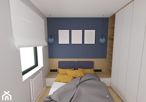 Izerska - Mała biała niebieska sypialnia - zdjęcie od COB Interior