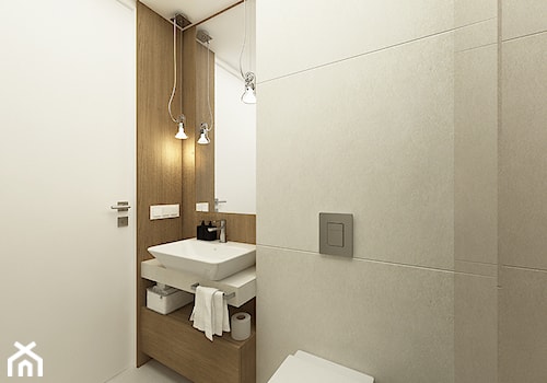 DOM Z SZAROŚCIĄ - Mała bez okna z lustrem łazienka, styl nowoczesny - zdjęcie od DWORNICKA STUDIO
