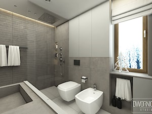 DOM Z SZAROŚCIĄ - Średnia z punktowym oświetleniem łazienka z oknem, styl nowoczesny - zdjęcie od DWORNICKA STUDIO