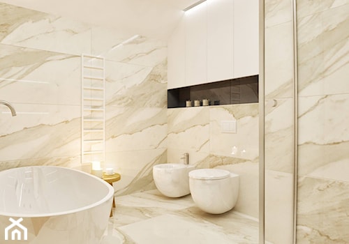 Łazienka 2 - Średnia z marmurową podłogą łazienka, styl nowoczesny - zdjęcie od Pracownia Aranżacji Wnętrz "O-kreślarnia"