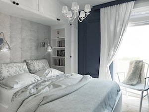 Projekty 2017 - Mała niebieska szara sypialnia, styl nowoczesny - zdjęcie od Pracownia Aranżacji Wnętrz "O-kreślarnia"
