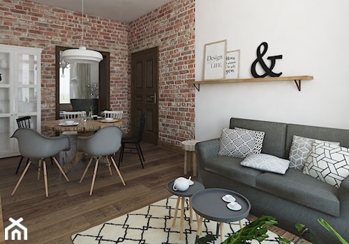 Mieszkanie w kamienicy - Średni biały salon z jadalnią - zdjęcie od Pracownia Aranżacji Wnętrz "O-kreślarnia"