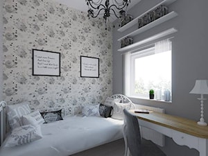 Pokój nastolatki - Średnia biała szara z biurkiem sypialnia - zdjęcie od Pracownia Aranżacji Wnętrz "O-kreślarnia"