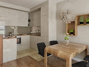 Kuchnia i salon - Średnia biała jadalnia w kuchni, styl nowoczesny - zdjęcie od Pracownia Aranżacji Wnętrz "O-kreślarnia"