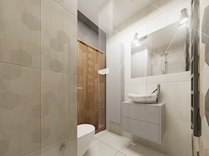 Mieszkanie 81 m2 - Mała bez okna z punktowym oświetleniem łazienka, styl nowoczesny - zdjęcie od Pracownia Aranżacji Wnętrz "O-kreślarnia"
