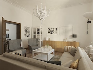 Mieszkanie w kamienicy - Duży biały salon - zdjęcie od Pracownia Aranżacji Wnętrz "O-kreślarnia"