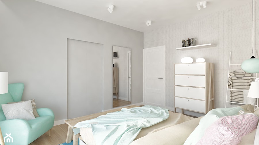 Pastelowa sypialnia - zdjęcie od Pracownia Aranżacji Wnętrz "O-kreślarnia"