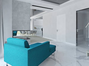 Wnętrze domu jednorodzinnego - Średni biały z marmurem na podłodze hol / przedpokój, styl nowoczesny - zdjęcie od Pracownia Aranżacji Wnętrz "O-kreślarnia"