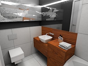 Nowoczesna łazienka ocieplona drewnem - zdjęcie od Pracownia Aranżacji Wnętrz "O-kreślarnia"