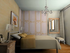 Sypialnia - Średnia beżowa biała szara sypialnia - zdjęcie od Pracownia Aranżacji Wnętrz "O-kreślarnia"