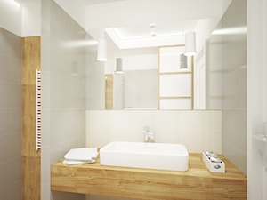 Ciepłe klimaty w nowoczesnej łazience - zdjęcie od Pracownia Aranżacji Wnętrz "O-kreślarnia"