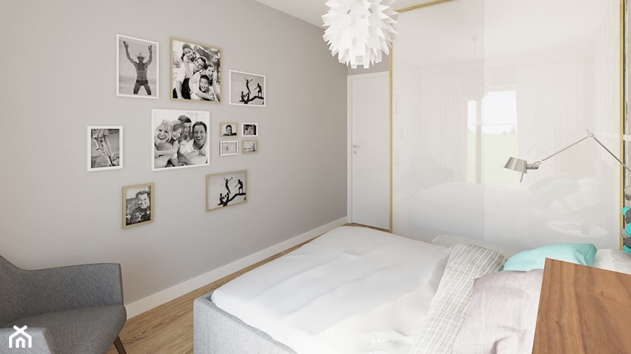 Sypialnia z brzozami - Średnia szara sypialnia - zdjęcie od Pracownia Aranżacji Wnętrz "O-kreślarnia"