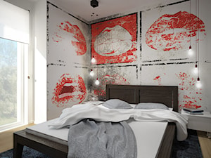 Sypialnia z ustami w tle - zdjęcie od Pracownia Aranżacji Wnętrz "O-kreślarnia"