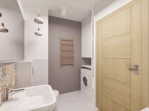 Mieszkanie z pozytywną energią - Średnia na poddaszu bez okna z pralką / suszarką łazienka - zdjęcie od Pracownia Aranżacji Wnętrz "O-kreślarnia"