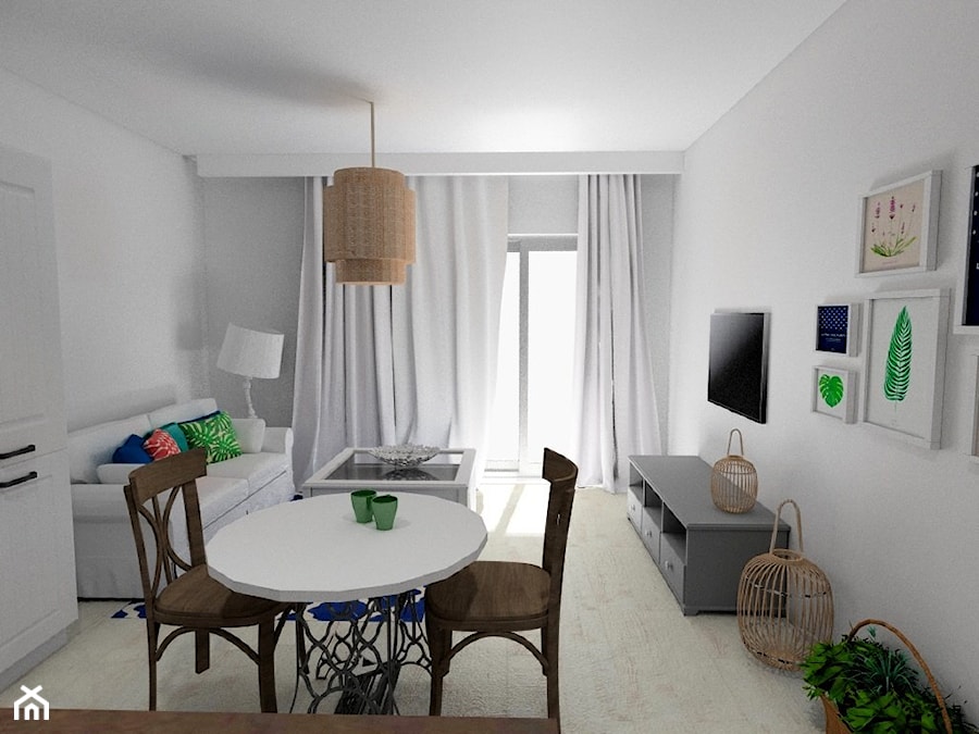 Mieszkanie z nutą orientu - Mały biały salon z jadalnią - zdjęcie od Pracownia Aranżacji Wnętrz "O-kreślarnia"