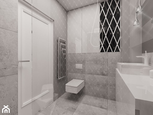 Salon i łazienka w eleganckim, nowoczesnym stylu