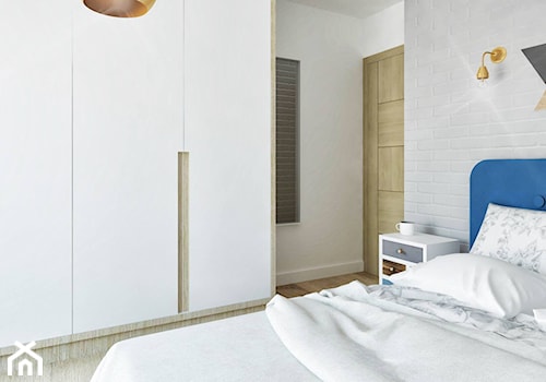 Mieszkanie z pozytywną energią - Mała biała szara sypialnia - zdjęcie od Pracownia Aranżacji Wnętrz "O-kreślarnia"