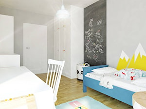 Pokój dziecięcy - Duży biały czarny szary pokój dziecka dla nastolatka dla chłopca dla dziewczynki - zdjęcie od Pracownia Aranżacji Wnętrz "O-kreślarnia"