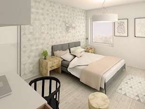 Słoneczne mieszkanie - Średnia biała z biurkiem sypialnia, styl nowoczesny - zdjęcie od Pracownia Aranżacji Wnętrz "O-kreślarnia"