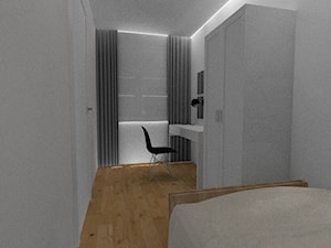 Nowoczesne, biało-szare mieszkanie - Mała biała z biurkiem sypialnia - zdjęcie od Pracownia Aranżacji Wnętrz "O-kreślarnia"