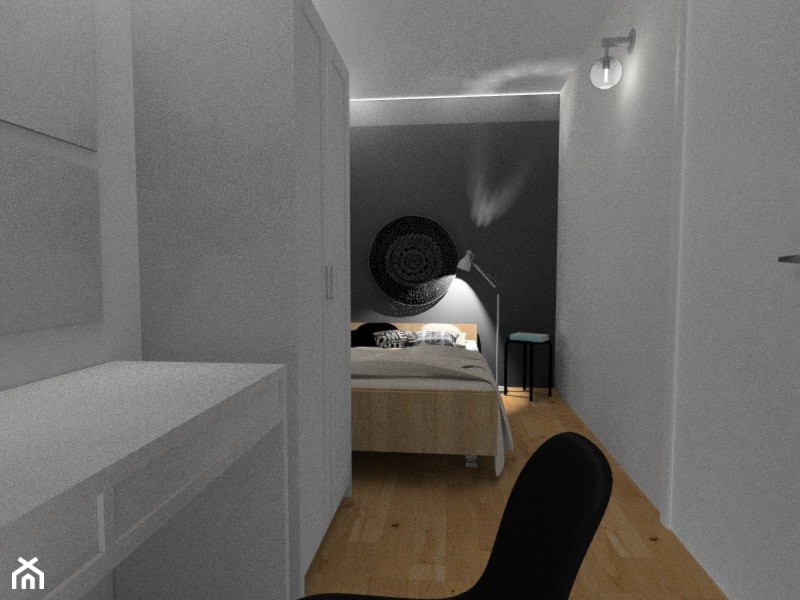 Nowoczesne, biało-szare mieszkanie - Sypialnia - zdjęcie od Pracownia Aranżacji Wnętrz "O-kreślarnia"