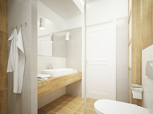 Ciepłe klimaty w nowoczesnej łazience - zdjęcie od Pracownia Aranżacji Wnętrz "O-kreślarnia"