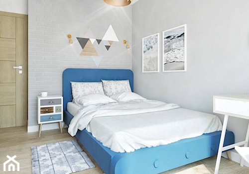 Mieszkanie z pozytywną energią - Mała biała szara sypialnia - zdjęcie od Pracownia Aranżacji Wnętrz "O-kreślarnia"