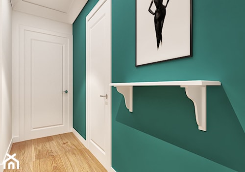 Projekt eleganckiego mieszkania - Mały biały zielony hol / przedpokój - zdjęcie od Pracownia Aranżacji Wnętrz "O-kreślarnia"
