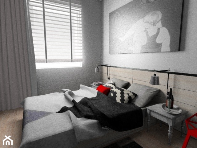Sypialnia z czerwonymi akcentami - zdjęcie od Pracownia Aranżacji Wnętrz "O-kreślarnia"